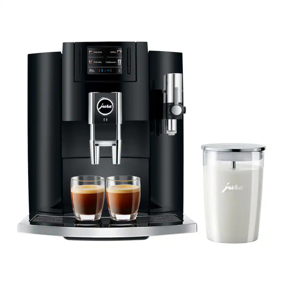 JURA - E8 5th Gen Automatic Coffee Machine Piano with Milk Container Bundle - Black | Best Buy U.S.