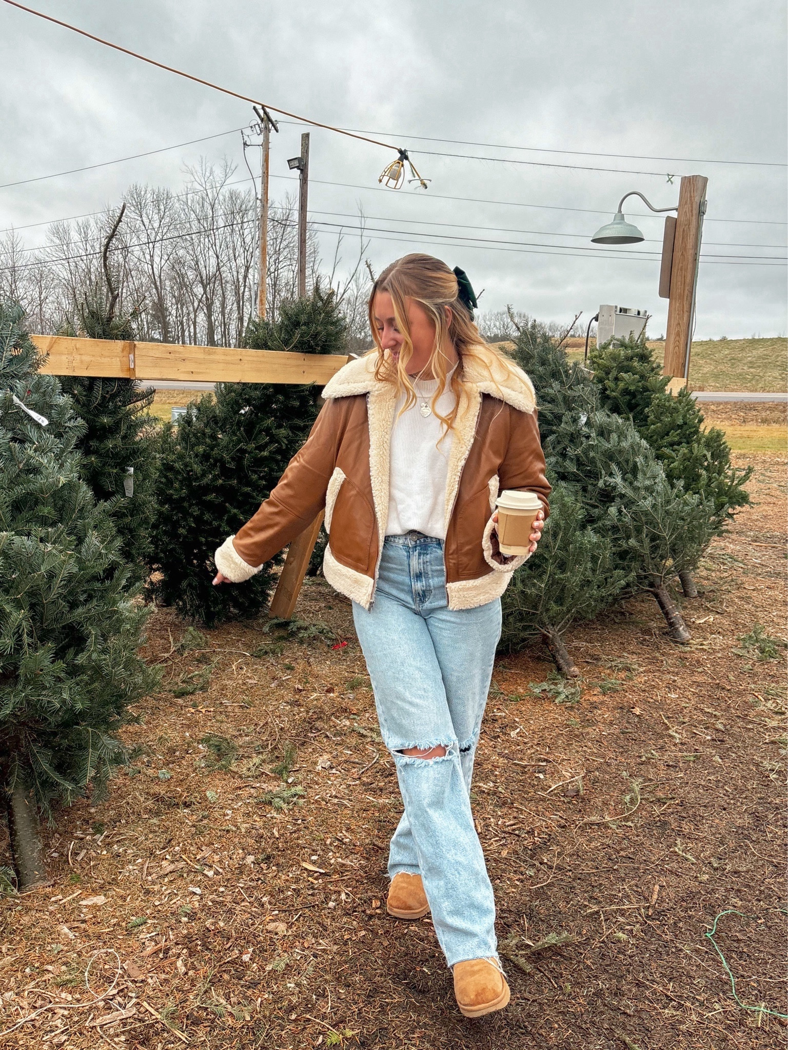 winter leather jacket outfit