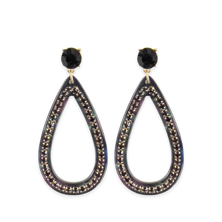 Time and Tru Adult Ladies Black Teardrop with Black Stone Earring, 1 pack, Single Pair Earring | Walmart (US)