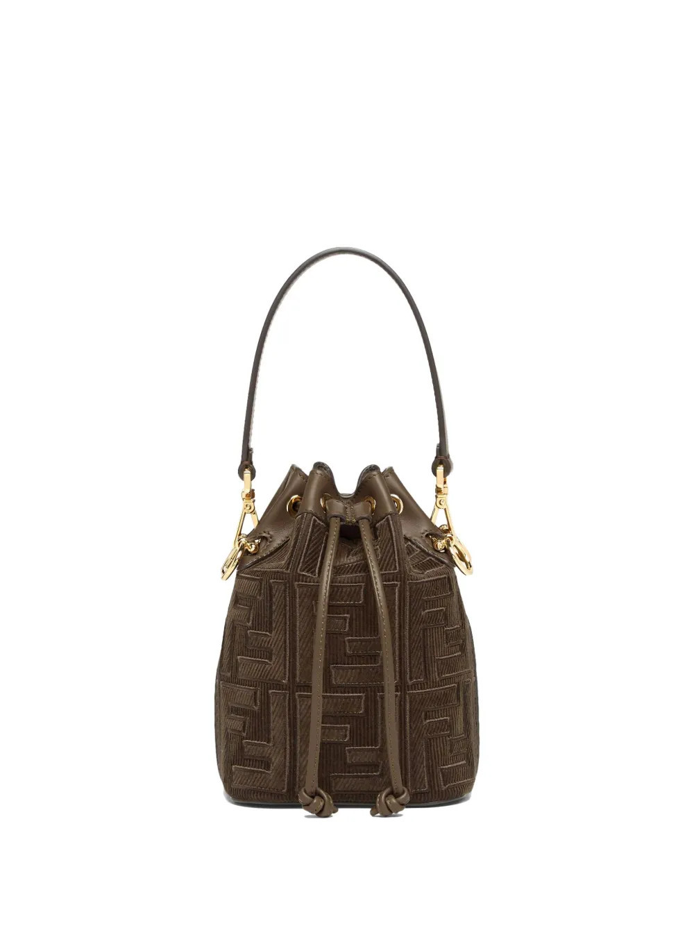 FENDI embossed-logo bucket bag - Brown | Farfetch Global