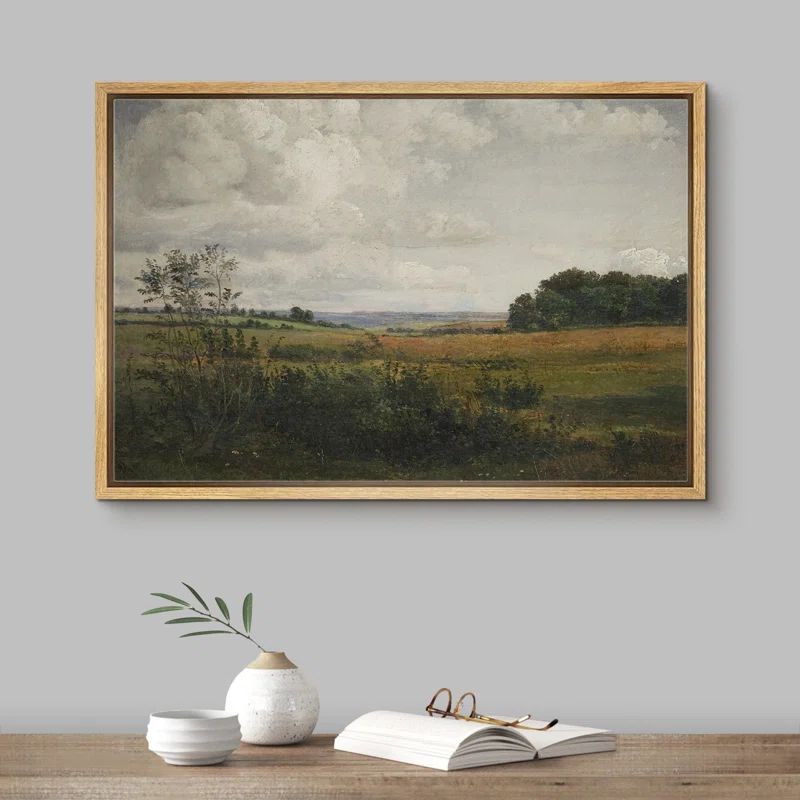 Vintage Rural Countryside Nature Landscape Modern Farmhouse Decor Framed Canvas Print Wall Art | Wayfair North America