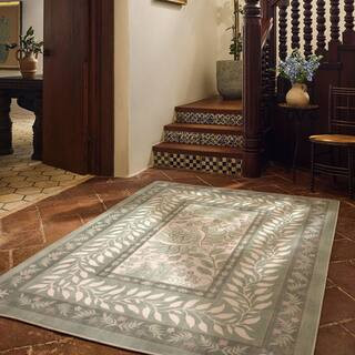 Machine Washable Rug with Standard Pad - Provence Sage 5 ft. x 7 ft. | The Home Depot