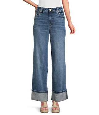 KUT from the Kloth Meg High Rise Wide Leg Cuffed Hem Jeans | Dillard's | Dillard's