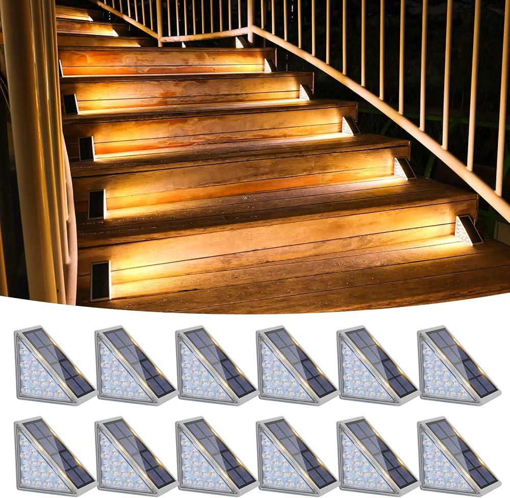 VOLISUN Outdoor Stair Lights 12 Pack, Solar Step Lights Waterproof IP67, Led Step Lights Outdoor,... | Amazon (US)