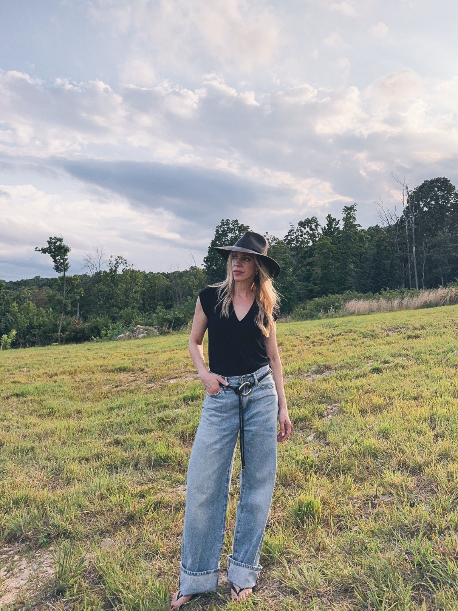 Casual summer outfit over 40, country concert, tee and jeans, @Zara baggy cuffed jeans, @Janessa Leone straw hat

#LTKSeasonal #LTKOver40 #LTKSaleAlert