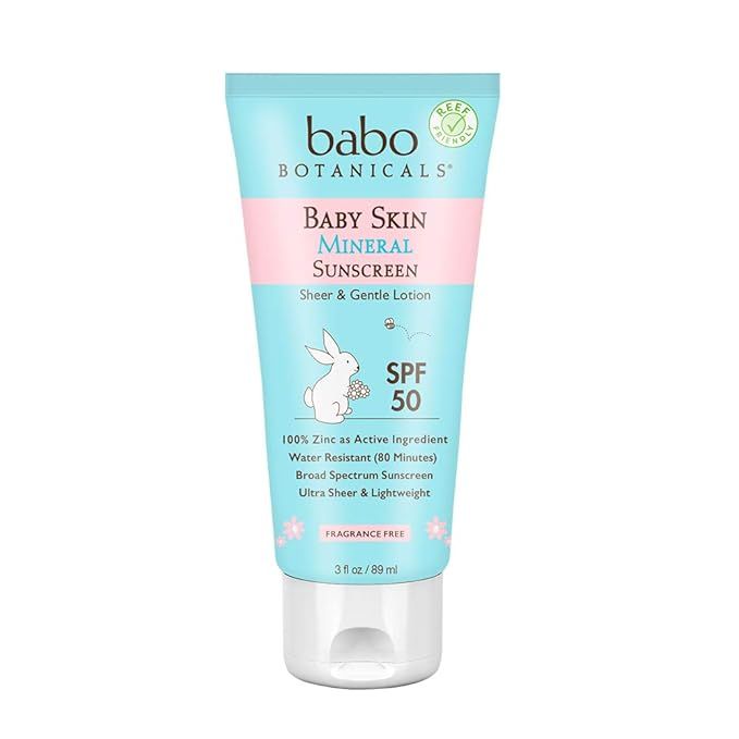 Babo Botanicals Baby Skin Mineral Sunscreen Lotion SPF 50 Broad Spectrum - with 100% Zinc Oxide A... | Amazon (US)