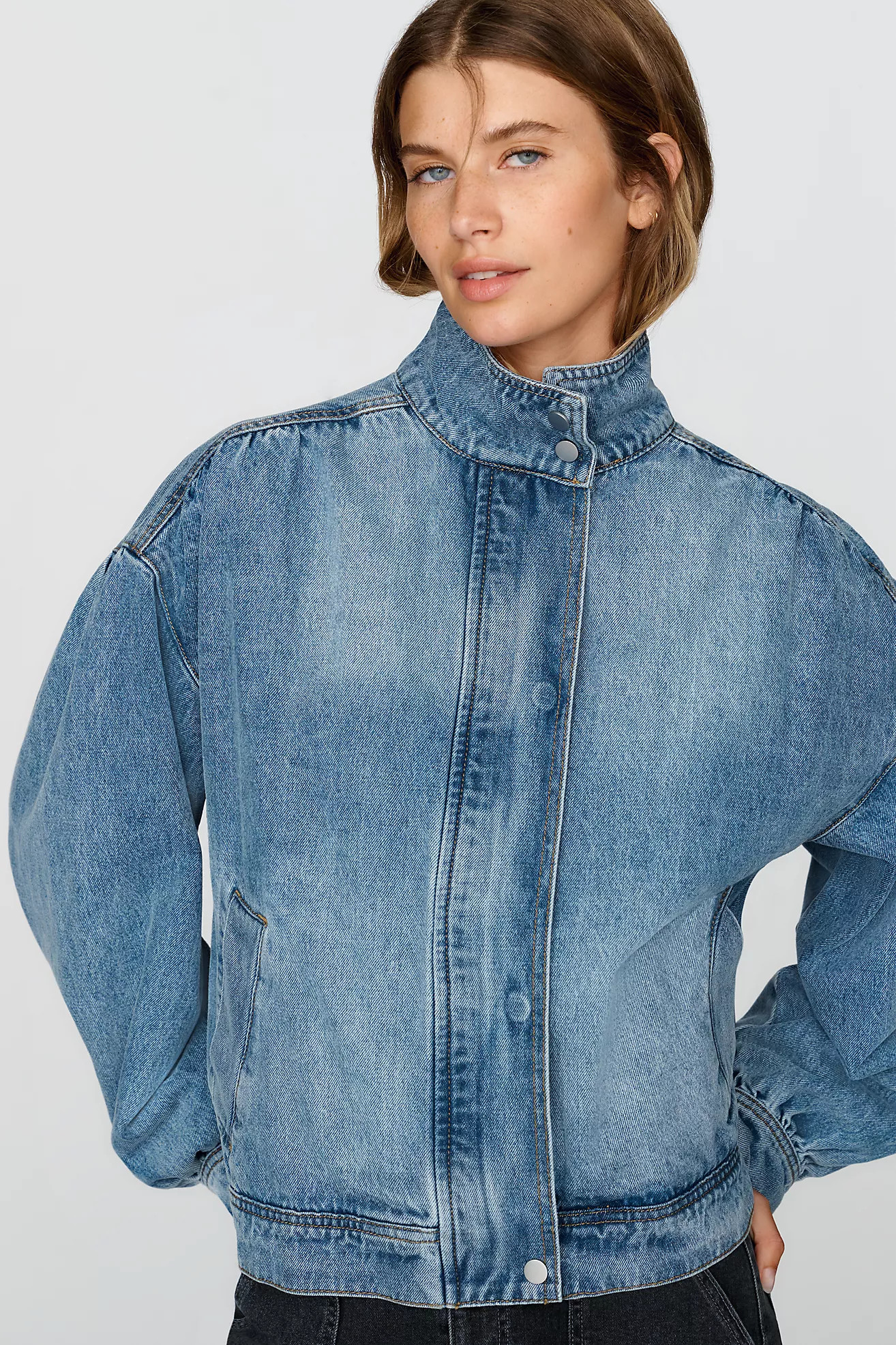RAISONNEL Funnel Neck Denim Jacket | Anthropologie (US)