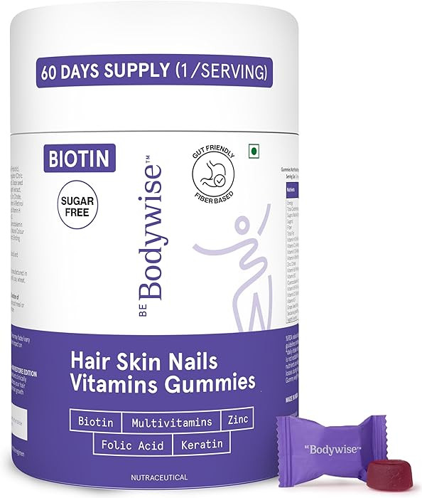 Be Bodywise Biotin Hair Growth Gummies for Women I Sugar Free I Hair Skin and Nails Vitamins I Bi... | Amazon (US)