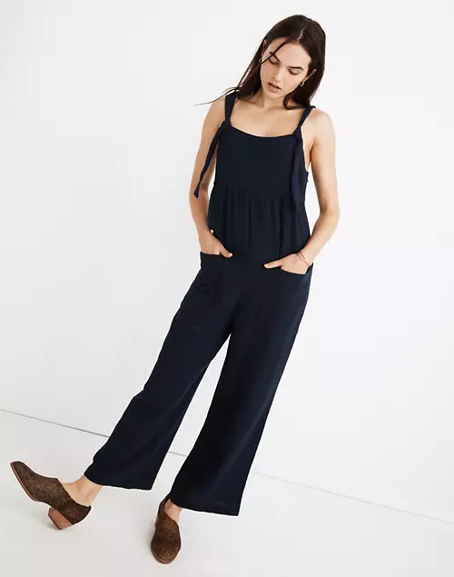 Gauze Tie-Strap Patch-Pocket Overalls | Madewell