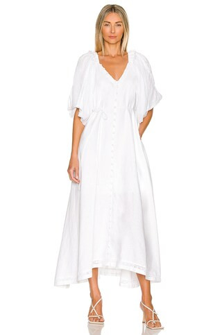 Joslin Studio Gabriella Midi Dress in Optical White from Revolve.com | Revolve Clothing (Global)
