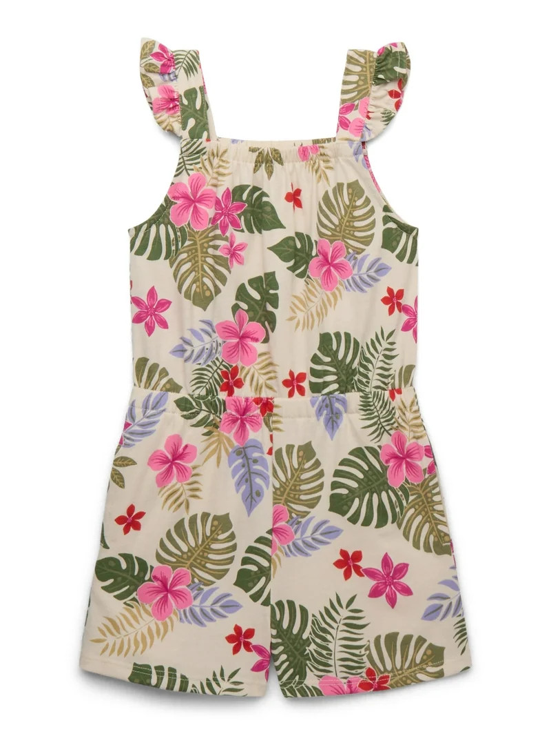 Wonder Nation Printed Flutter Sleeve Romper, Sizes 12M-5T | Walmart (US)