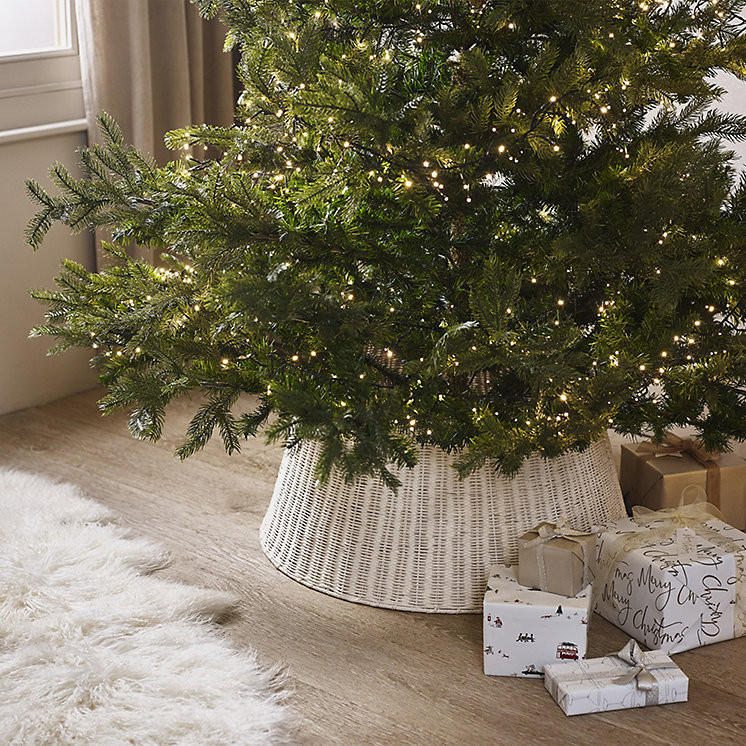 Whitewashed Rattan Braided Christmas Tree Skirt | The White Company UK & ROW