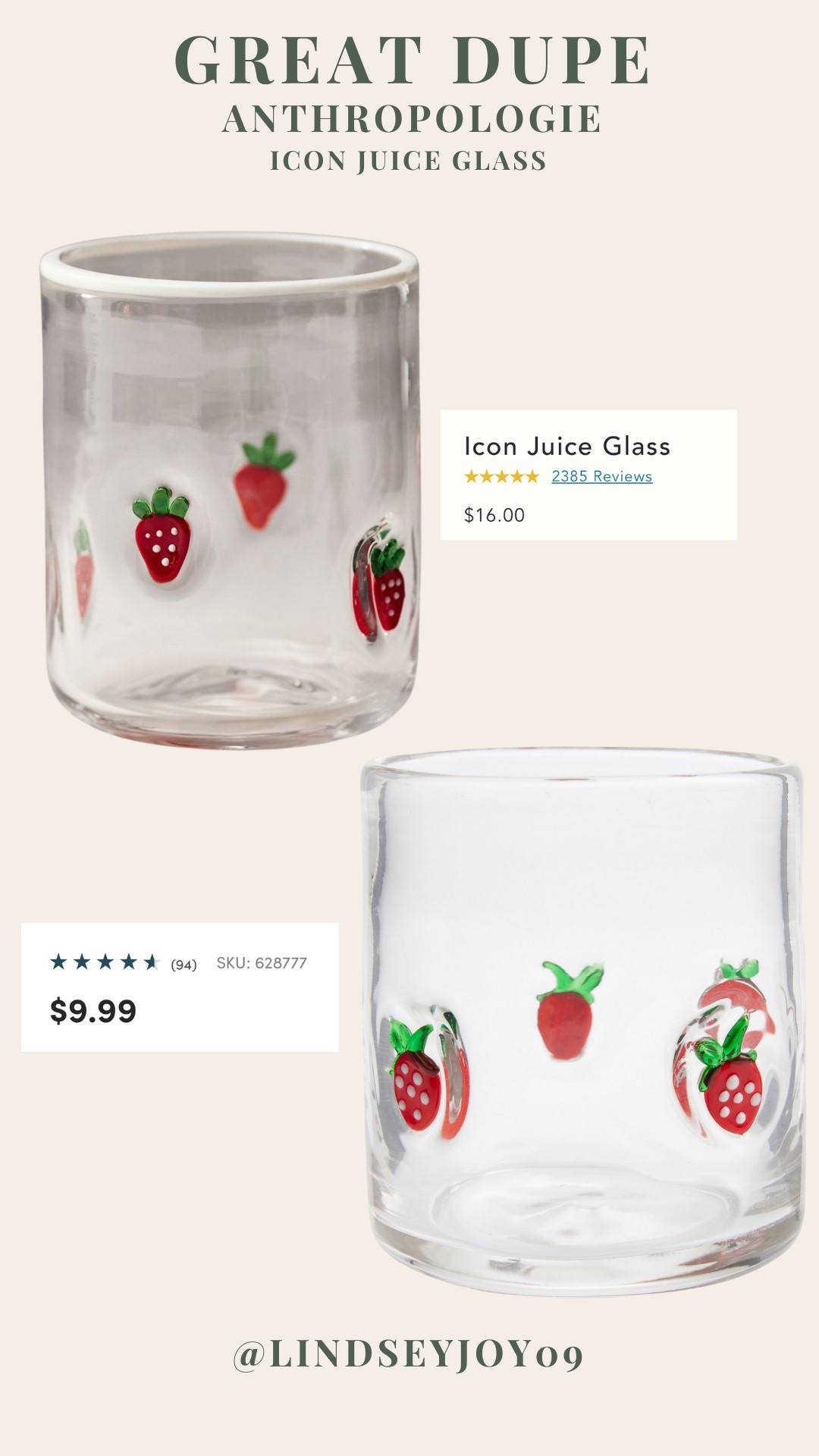 Great dupe for the Anthropologie icon juice glass #glassware #strawberry

#LTKFindsUnder50 #LTKHome #LTKFindsUnder100