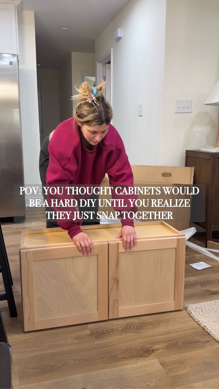 And on top of of them being easy to put together, they are also as affordable as IKEA cabinets 👀 WIN-WIN

Being pregnant, I have had zero energy. I definitely didn’t have any motivation to put these together until I realized all they do is snap together 😂 like 2-3 minutes a cabinet…. SCORE.

The entryway project is on its way! Comment SHOP and I’ll send you the 🔗 to these cabinets!

#diy #diyhacks #diyhomeprojects #diyhomeimprovement #homedecorideas
