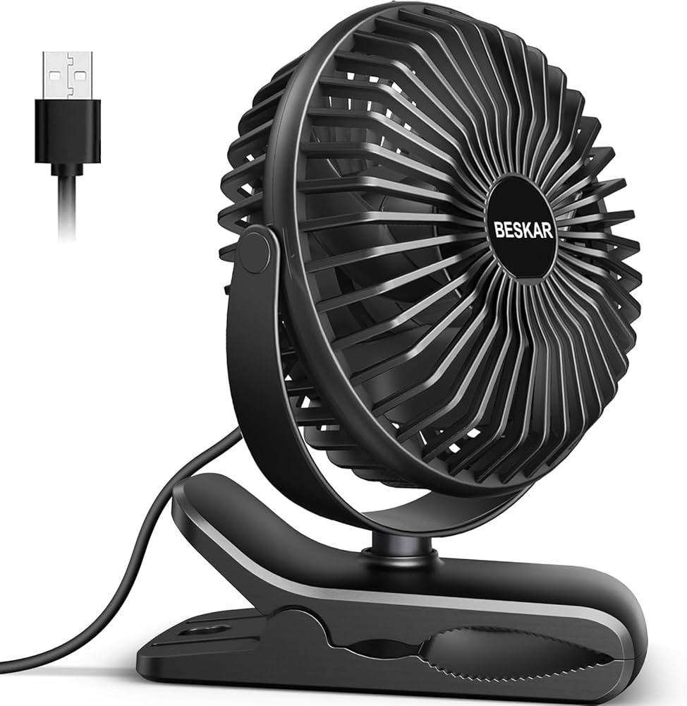 BESKAR Small Clip on Fan, 3 Speeds USB Fans with Strong Airflow, Clip & Desk Fans USB Plug in wit... | Amazon (US)