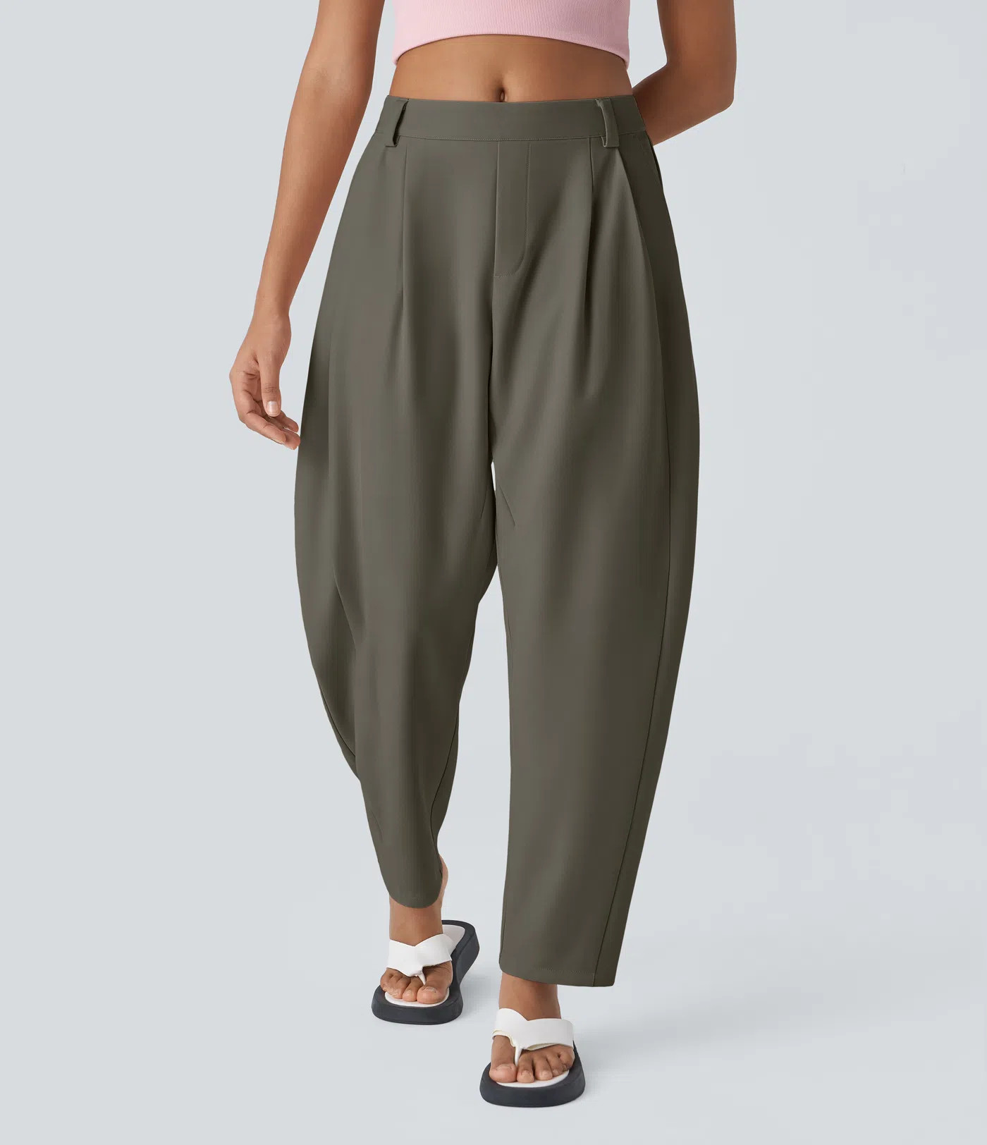 Women’s Halara Flex™ Mid Rise Pocket Barrel Leg Work Pants - Halara | HALARA