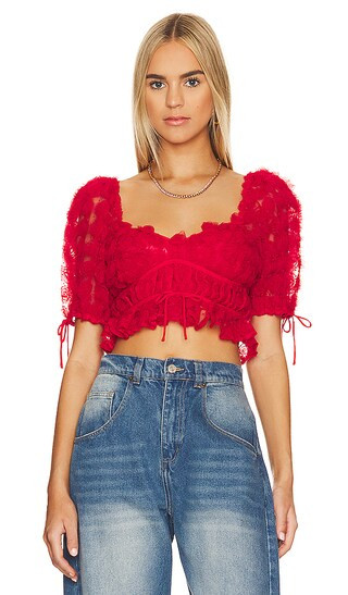 Hannah Crop Top in Red | Revolve Clothing (Global)