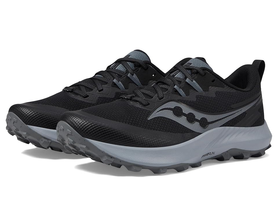Saucony Peregrine 14 Men's Shoes Black/Carbon : 10 D - Medium, Synthetic | Zappos