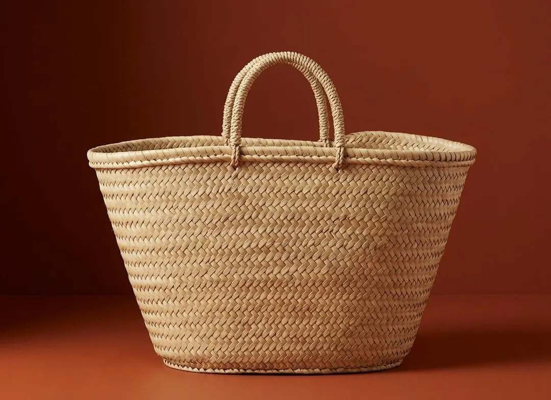 Large Handmade Moroccan Straw Basket Tote, Woven Palm Market Bag, Beach & Storage Basket, Short o... | Etsy (Global)