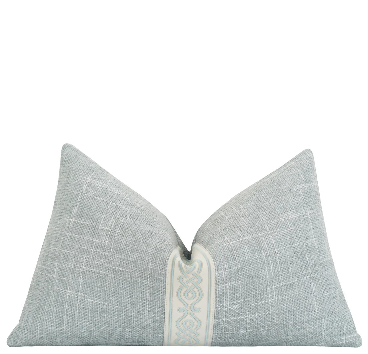 Mist Woven Pillow Cover with Decorative Trim | Land of Pillows