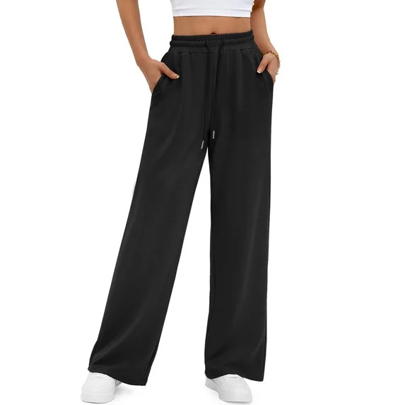 Fantaslook Wide Leg Sweatpants for Women Casual High Waisted Baggy Sweatpants Drawstring Workout ... | Walmart (US)