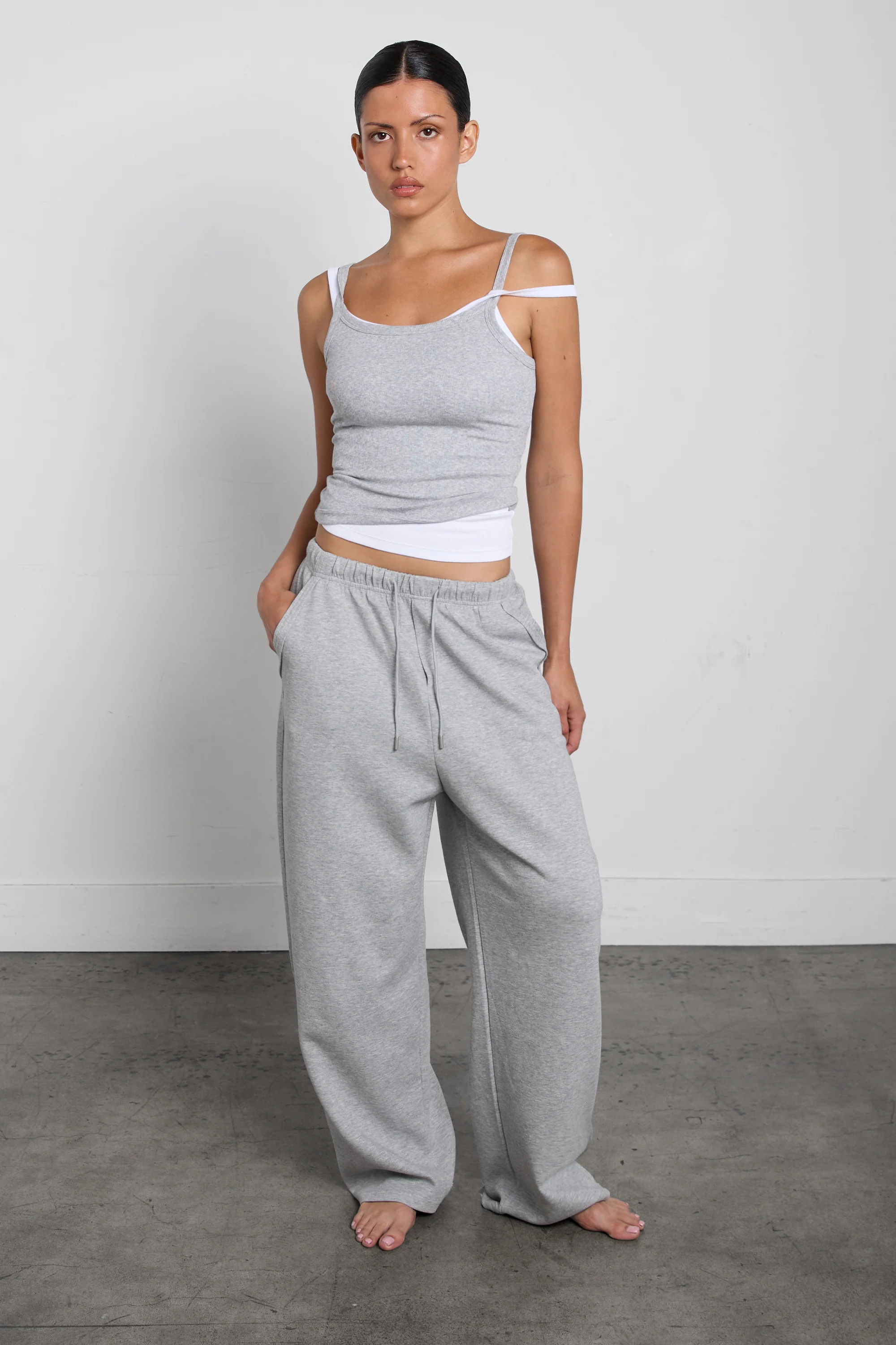 RIBBED TANK TOP Medium Heather Grey / Small | OAK + FORT