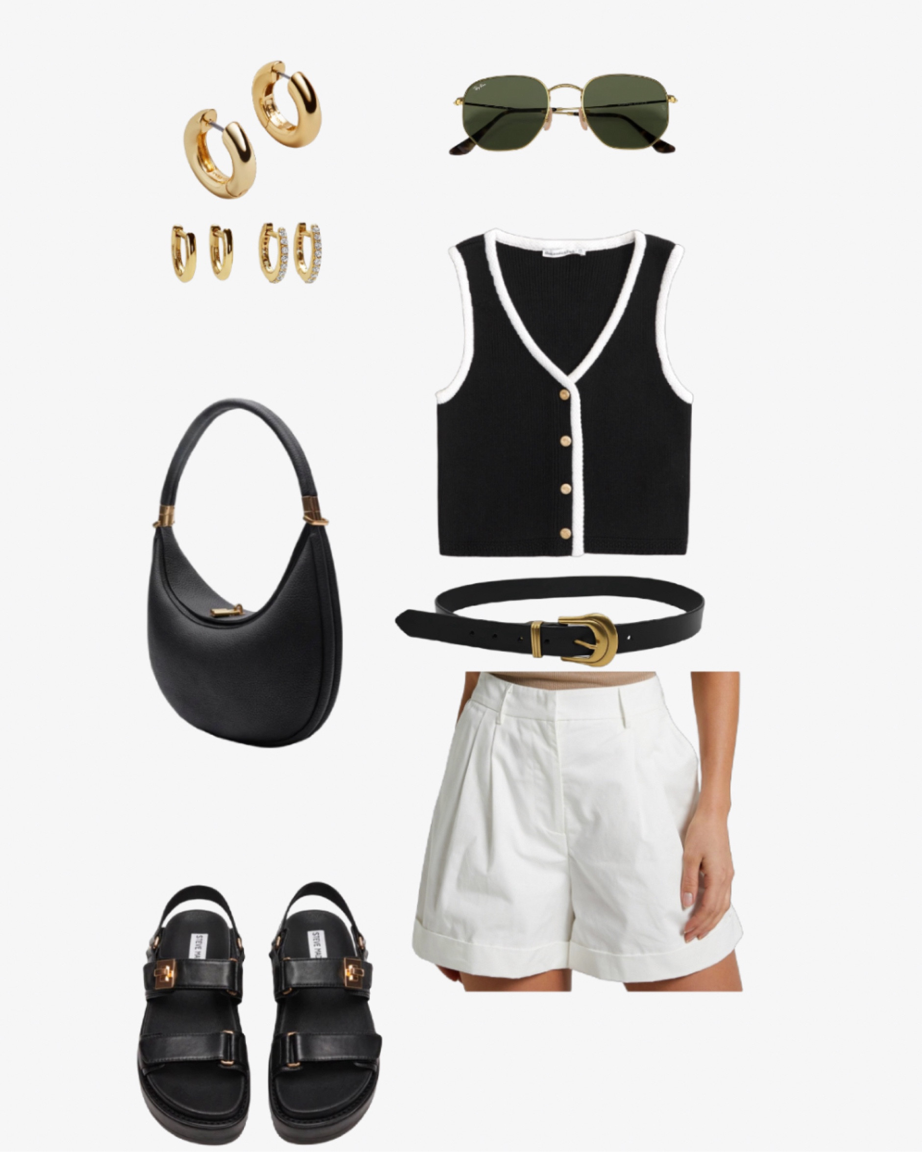 Old money summer look! Loving this knitted vest paired with these white tailored shorts. Add a polished handbag like this moon shaped handbag and you have such a chic outfit! Plus my favorite sunglasses! 

#LTKStyleTip #LTKSeasonal #LTKFindsUnder100
