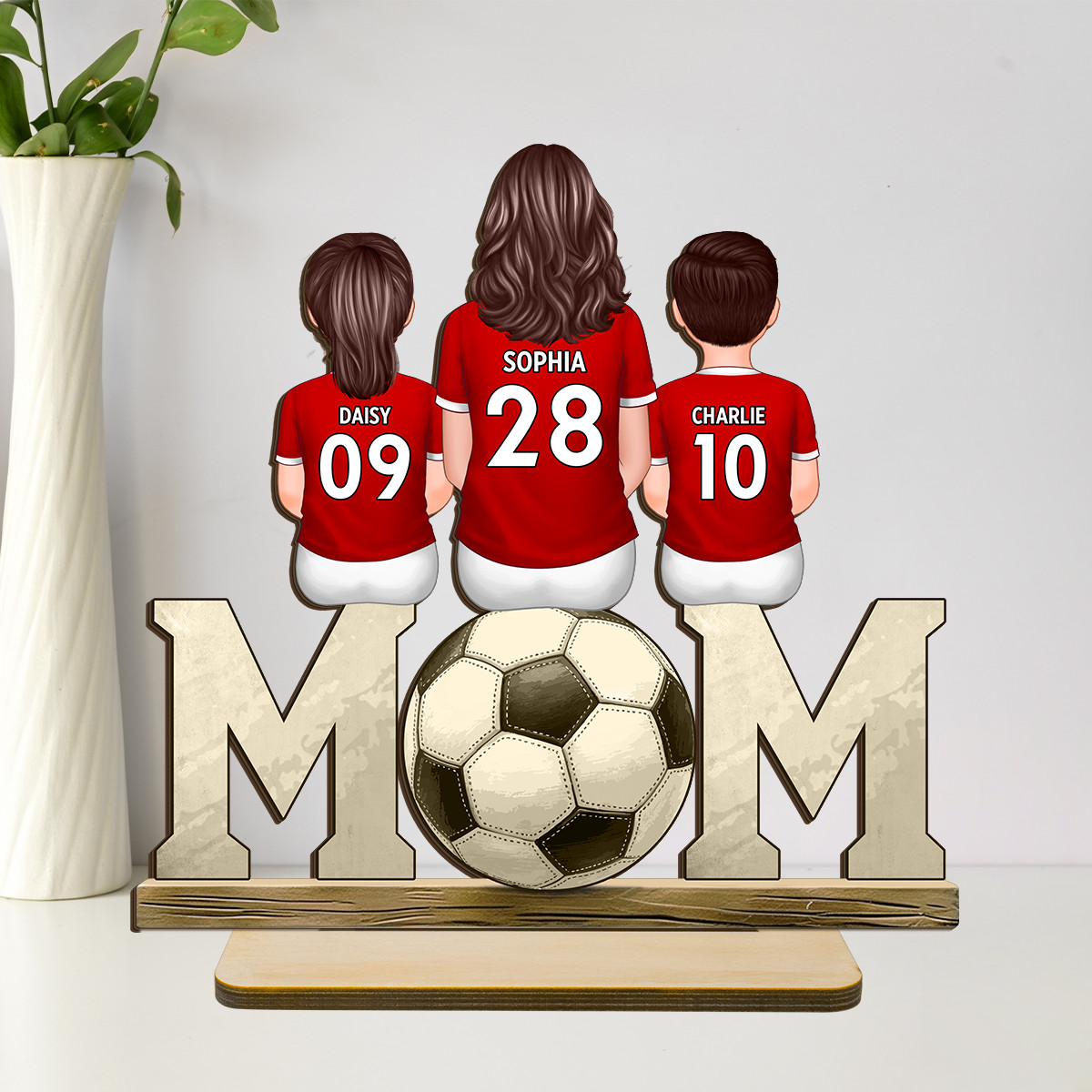 Soccer Mom And Kids - Personalized 2-Layered Wooden Plaque - Gift for Mom, Gift for Grandma, Gift... | Trending Custom