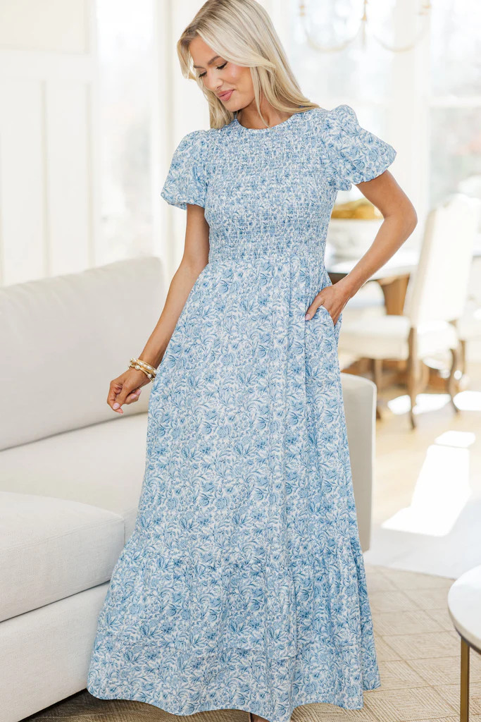 NURSING COLLECTION: Make The Right Choice Blue Floral Maxi Dress | The Mint Julep Boutique