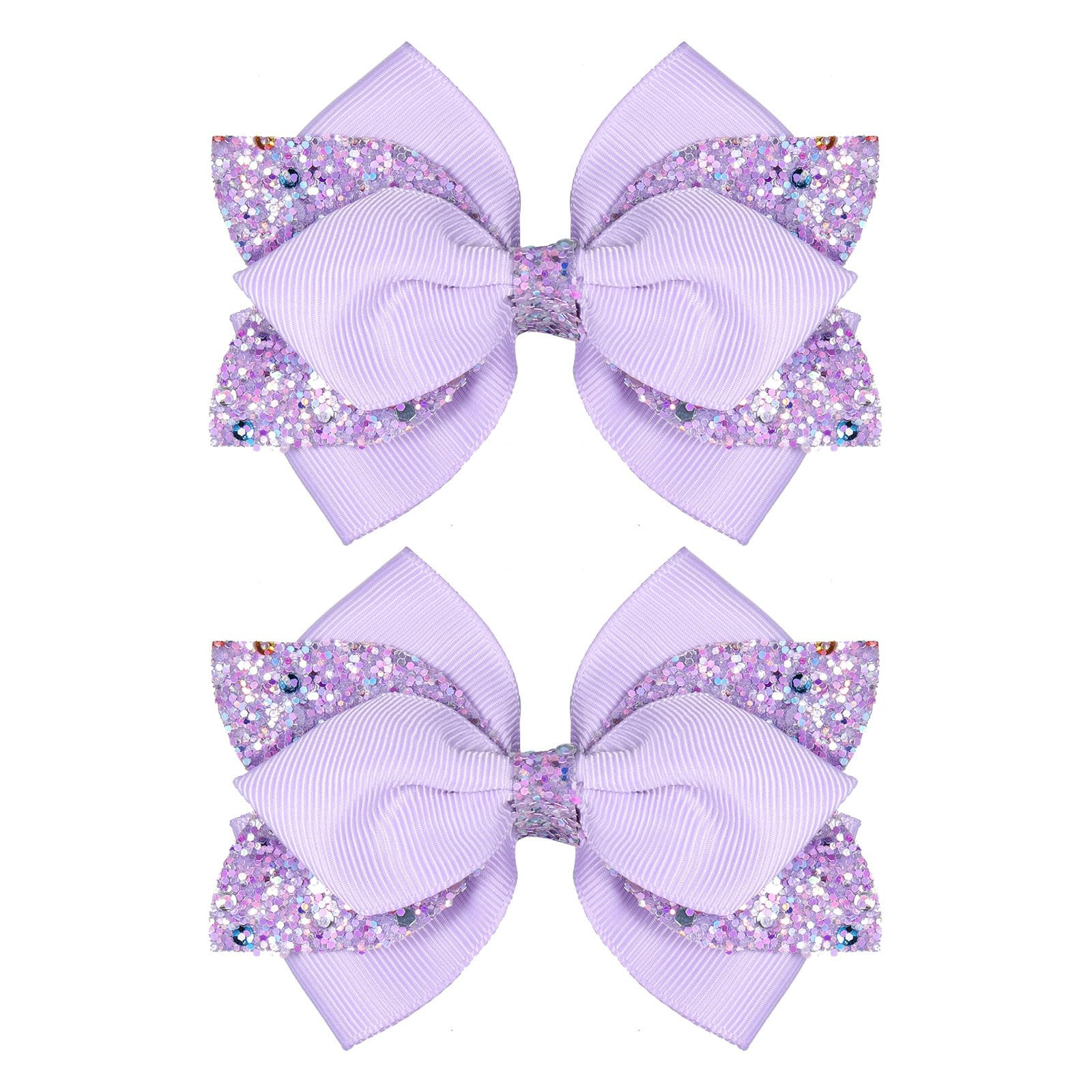 4" Sparkly Glitter Purple Ribbon Hair Bow Clips Boutique Sequin Alligator Barrettes Pins for Teen... | Amazon (US)