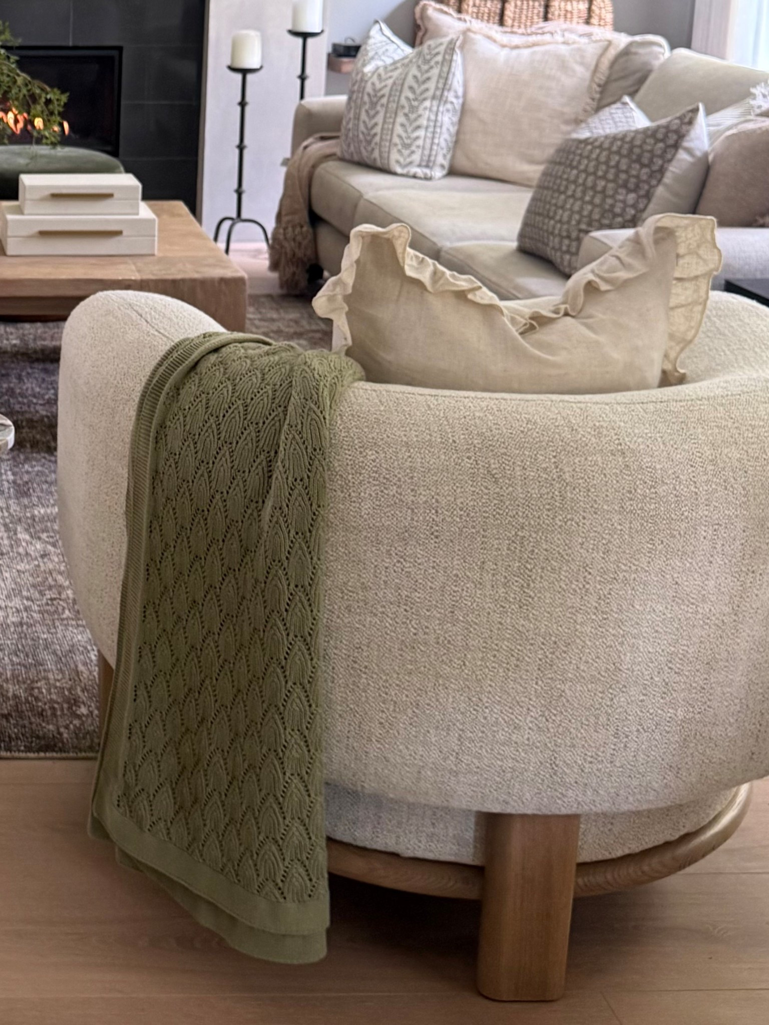 New at Target! Pointelle throw in soft olive green. So much pretty than a basic knit throw. Gives an elevated look to any space! 