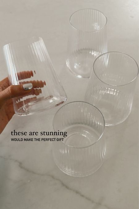 These new stemless, fluted wine glasses are stunning. I’m very picky with my wine glasses and these are great quality. I love how thin the glass is on the lip but still feels heavy duty. Would make the perfect Holiday gift. 
