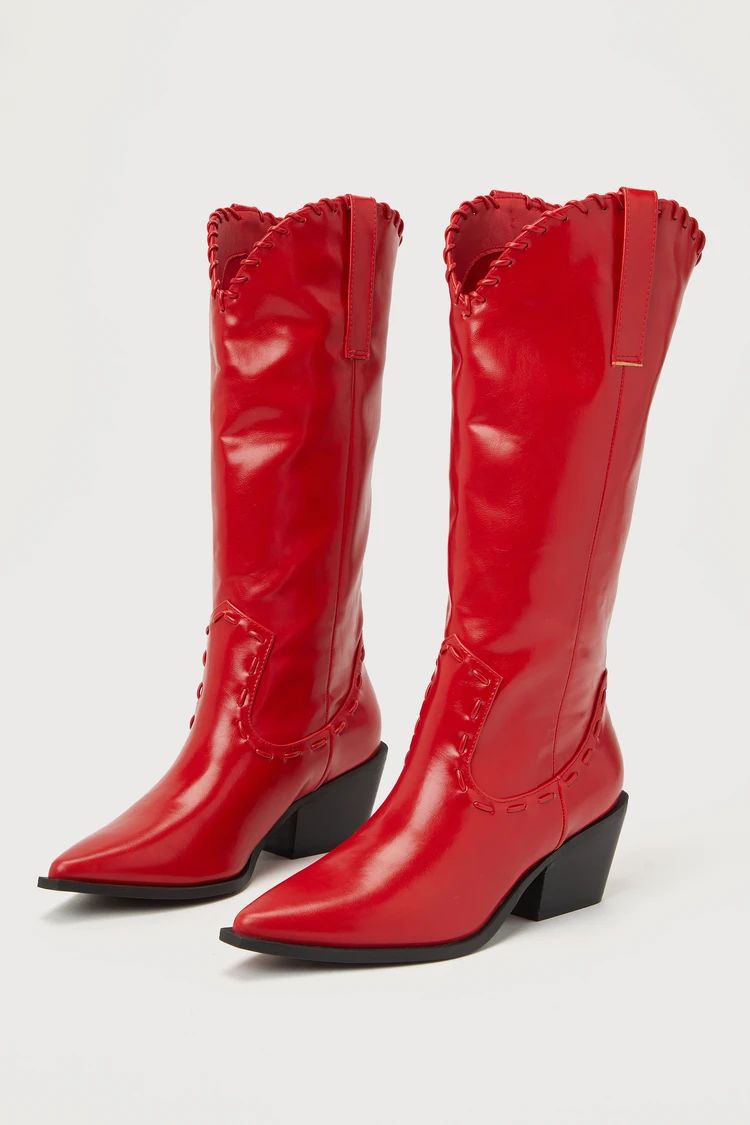 Yanet Crimson Pointed-Toe Western Boots | Lulus