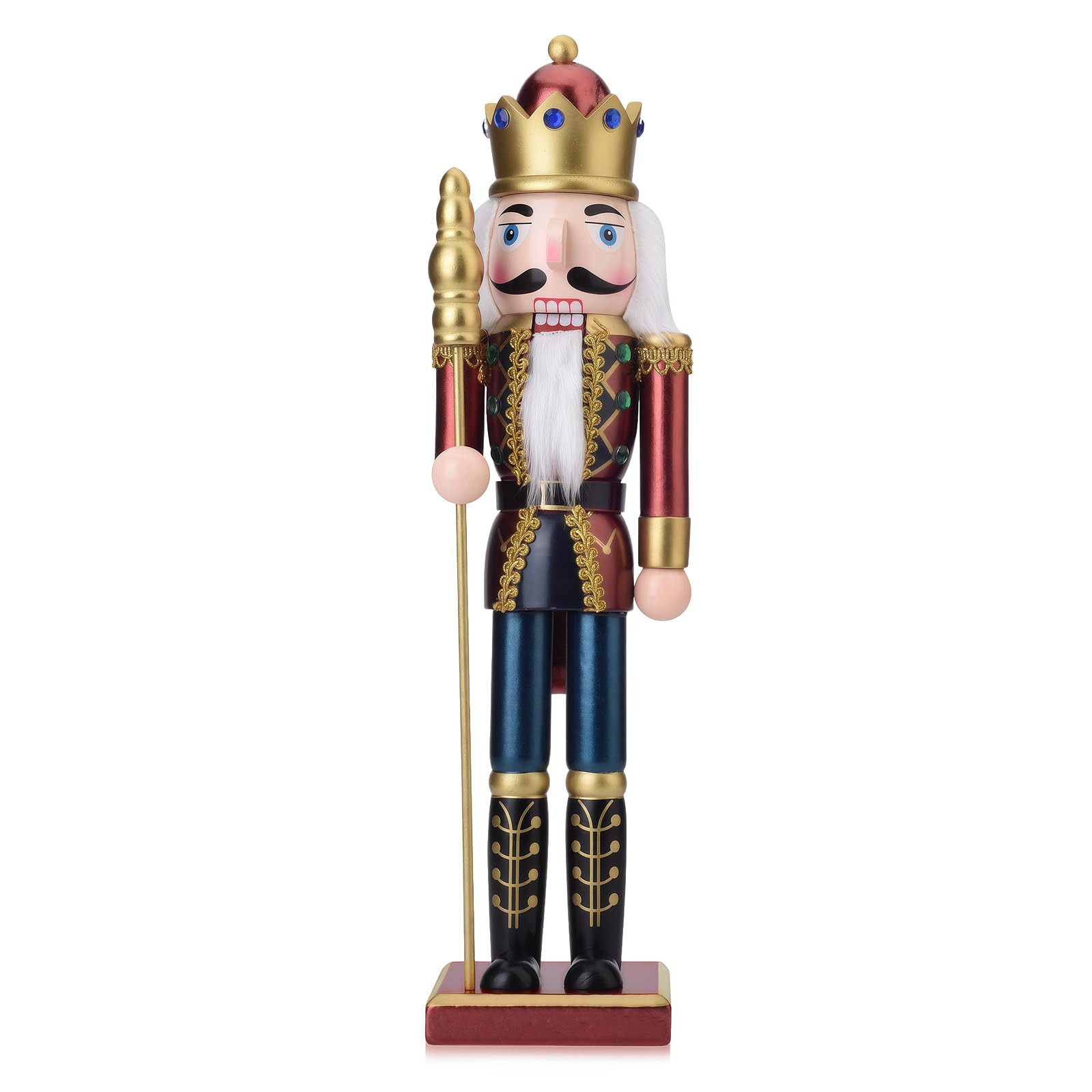 King Nutcracker Figures, 15 Inch Wooden Christmas Nutcracker with Scepter Ornaments, Nutcracker X... | Amazon (US)