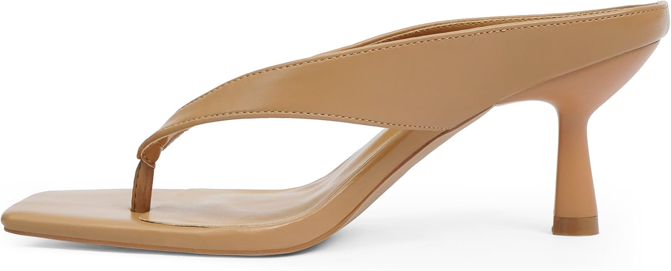 Women’s Kitten Heels Flip Flops Slip On Open Toe Low Heels Thong Square Slide Summer Fashion Pa... | Amazon (US)