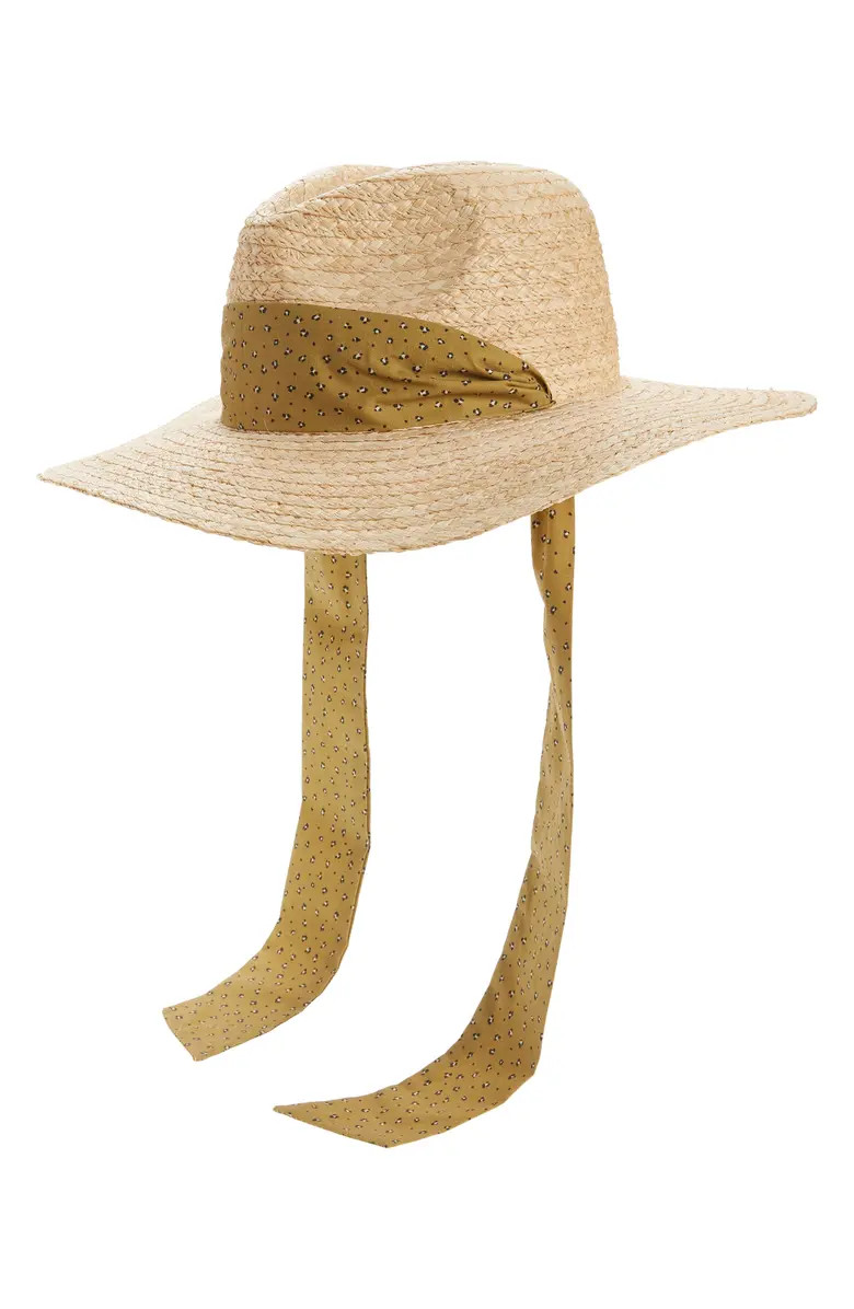 Mini Leopard Scarf Strap Straw Hat | Nordstrom