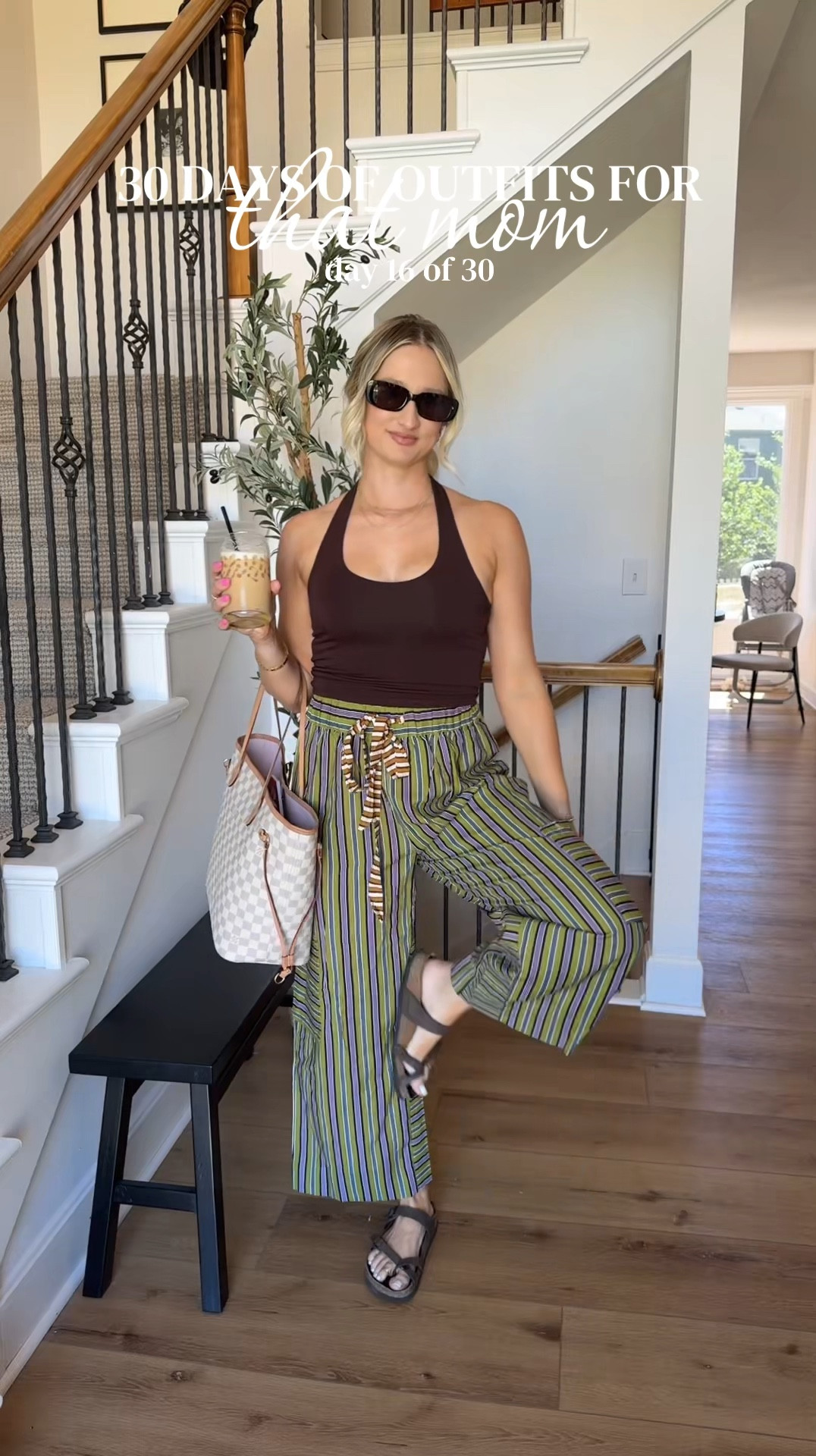 Amazon fashion // FP dupe // striped pants // Amazon pants // halter top // mom fashion 