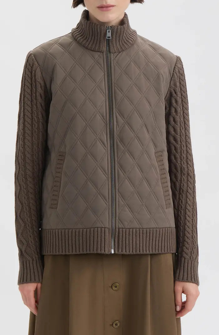Hunter Cable Knit Sleeve Quilted Bomber Jacket | Nordstromrack | Nordstrom Rack