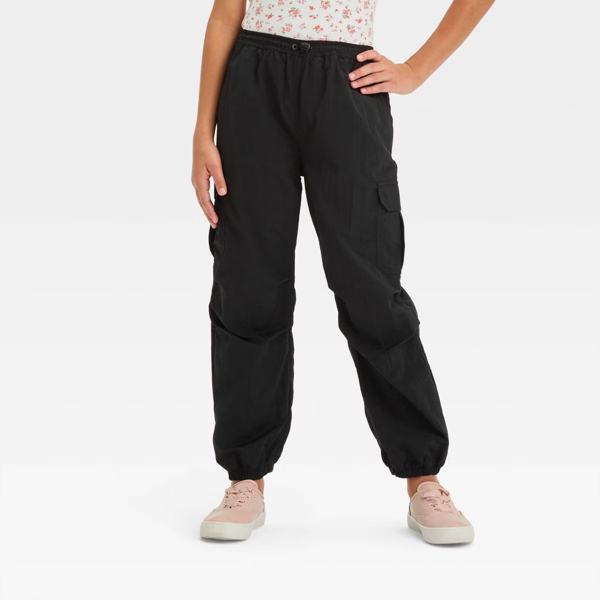 Girls' Nylon Cargo Pants - art class™ Black M | Target