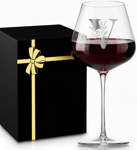 MNZZ Initial Crystal Wine Glass for Women Personalized Wine Gifts Customized Monogrammed A-Z Pres... | Amazon (US)
