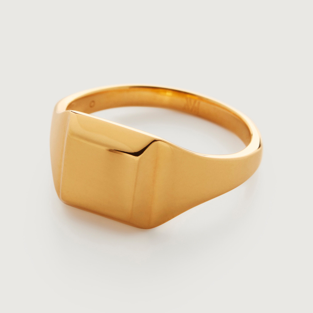 Gold Signature Signet Ring | Monica Vinader (US)