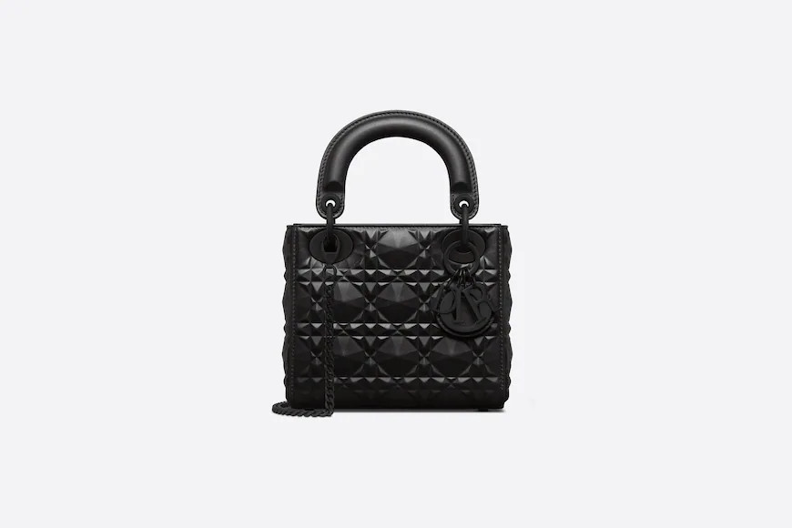 Mini Lady Dior Bag Black Cannage Calfskin with Diamond Motif | DIOR | Dior Couture