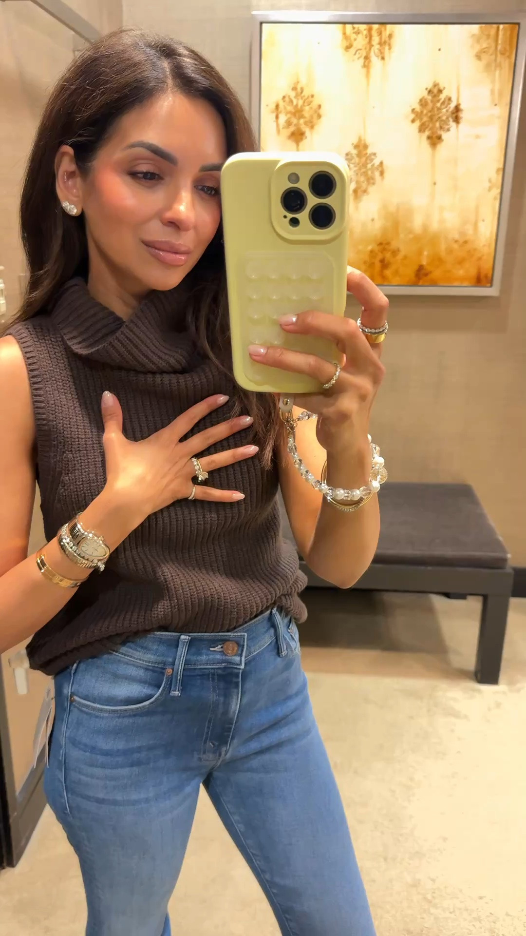 This Open Edit sweater top is a great basic at a great price! I’m wearing an XS in the top and a 24 in the jeans.