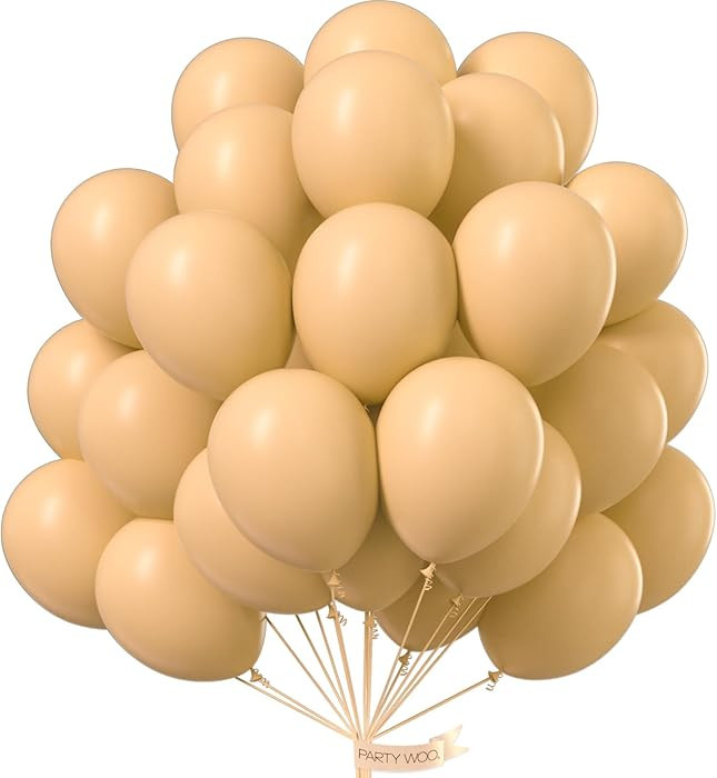 PartyWoo Nude Balloons 50 pcs 12 Inch Beige Apricot Cream Boho Latex Neutral Helium Balloons for ... | Amazon (US)
