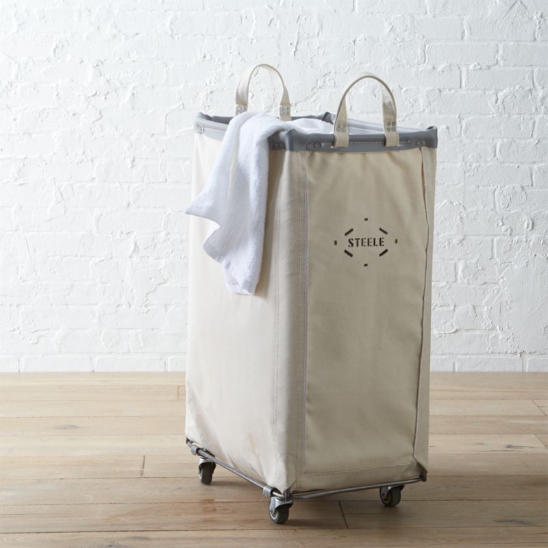 Steele Vertical Canvas Laundry Bin + Reviews | Crate and Barrel | Crate & Barrel