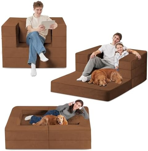 Giant Human Dog Bed, 3-in-1 Human Sized Dog Bed with Washable Faux Fur Cover, Foldable Large Huma... | Amazon (US)