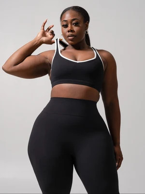 Sweetheart Nubre Sports Bra - Onyx Black and White | Buffbunny Collection