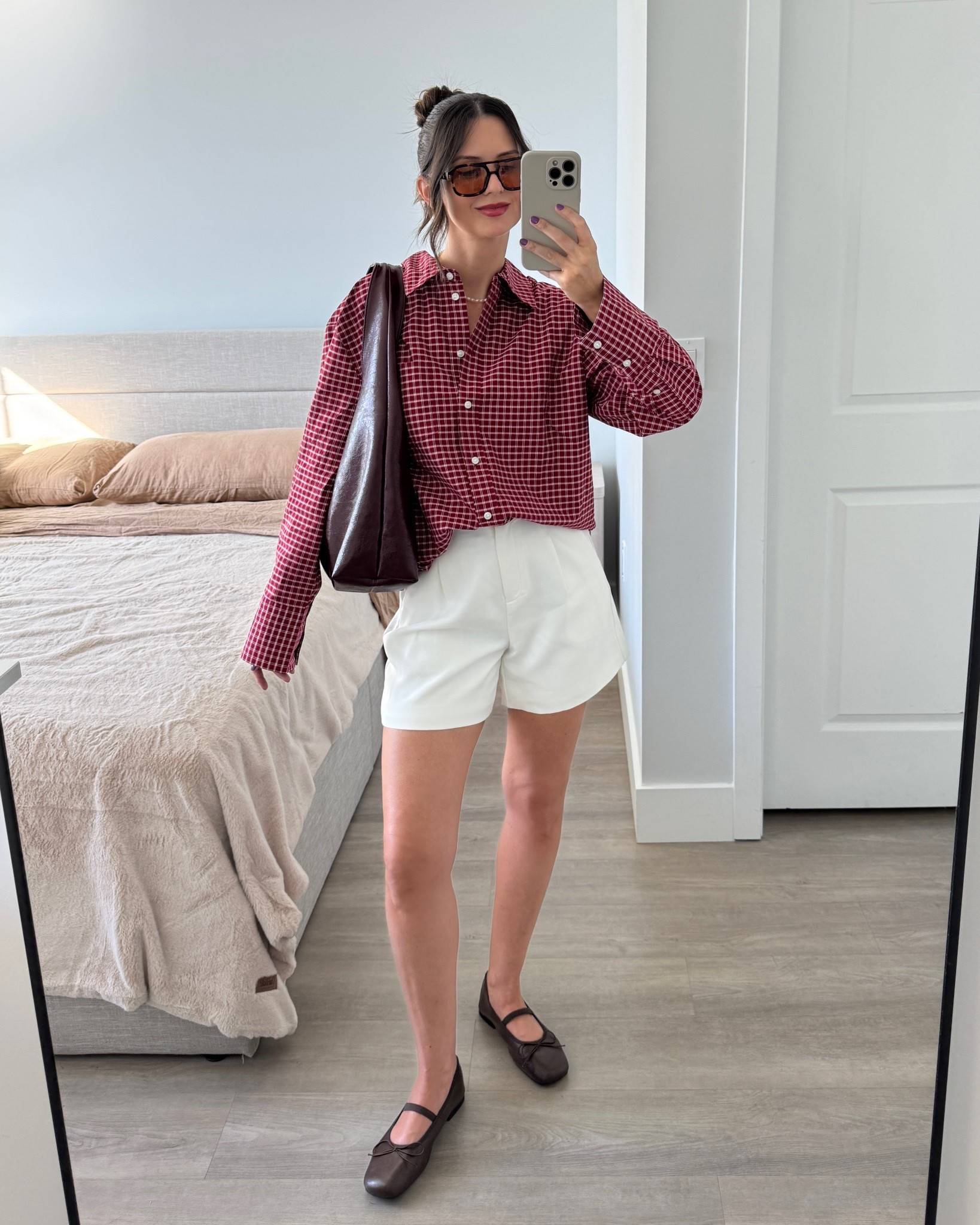 Styling a plaid red shirt with brown ballerinas. This Amazon aviator is perfect for small faces 👌🏻 got the color C2 tortoise/orange

#LTKgrwm #LTKootd #LTKmomlife