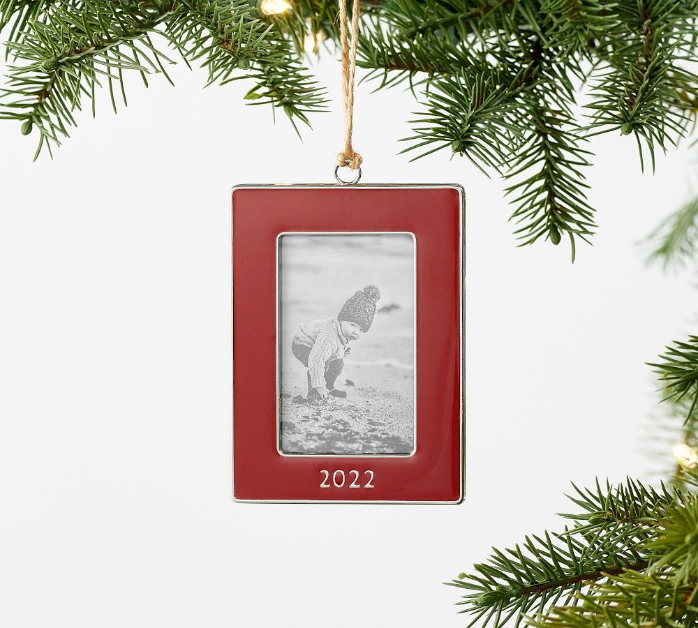 2022 Dated Enamel Framed Ornament, Rectangle - Red | Pottery Barn (US)
