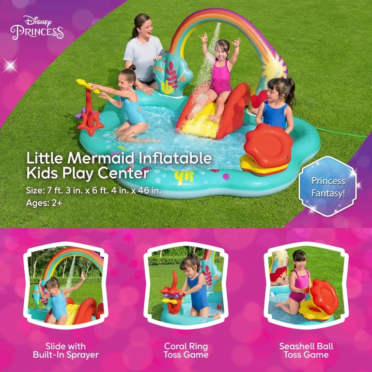 Bestway Disney Little Mermaid Inflatable Kids Water Play Center Activity Pool | Walmart (US)